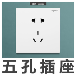官方旗舰店 罗格朗开关插座仕典逸景五孔错位二三插电源10只装