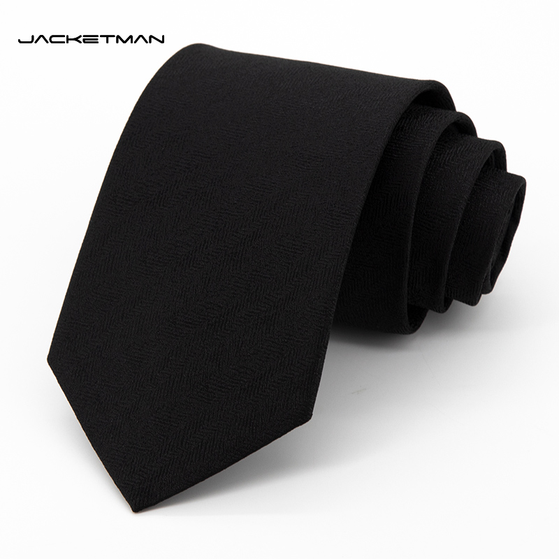 Jacketman黑色人字纹休闲领带