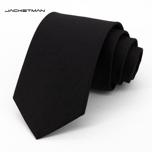 Jacketman黑色人字纹休闲领带