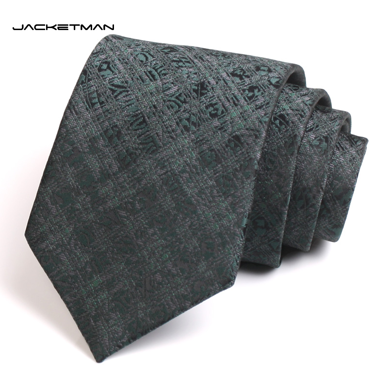 Jacketman领带男士正装商务韩版8cm墨绿格子暗纹复古时尚英伦款