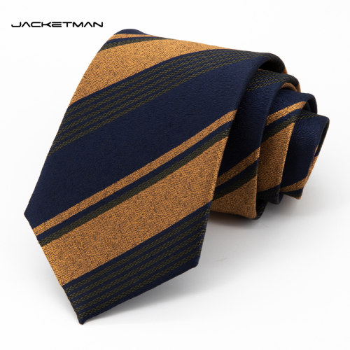 Jacketman蓝色时尚橙绿斜纹领带