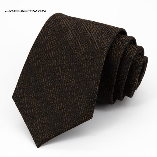 Jacketman咖色时尚暗纹斜纹领带