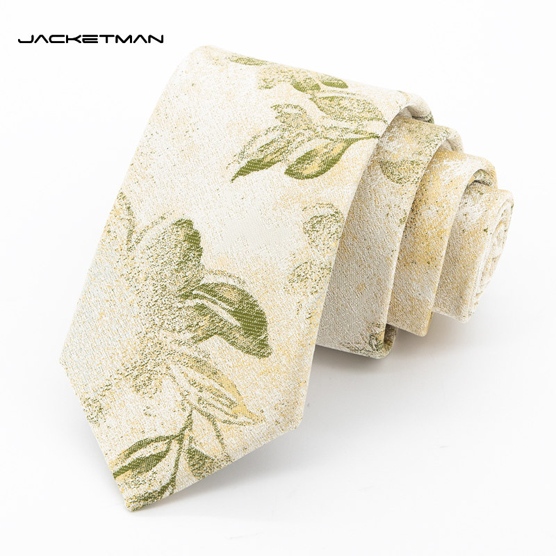 Jacketman领带窄款男士学院风韩版蓝色个性时尚花花朵朵7cm礼盒装