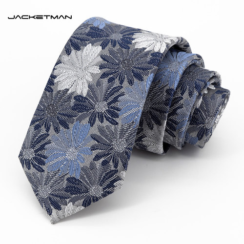 Jacketman灰色时尚多色大花领带