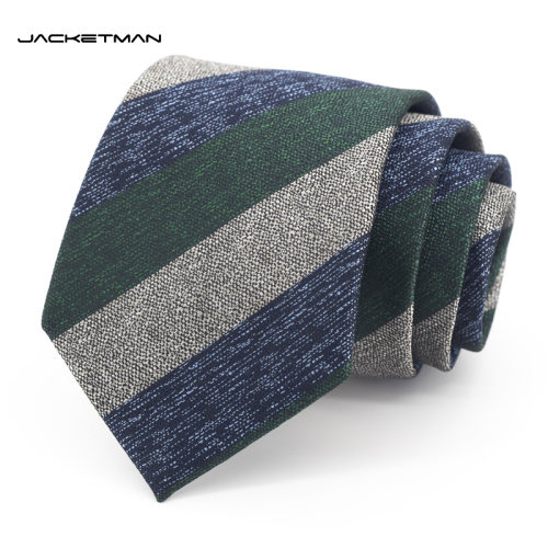 Jacketman领带蓝绿斜纹复古英伦