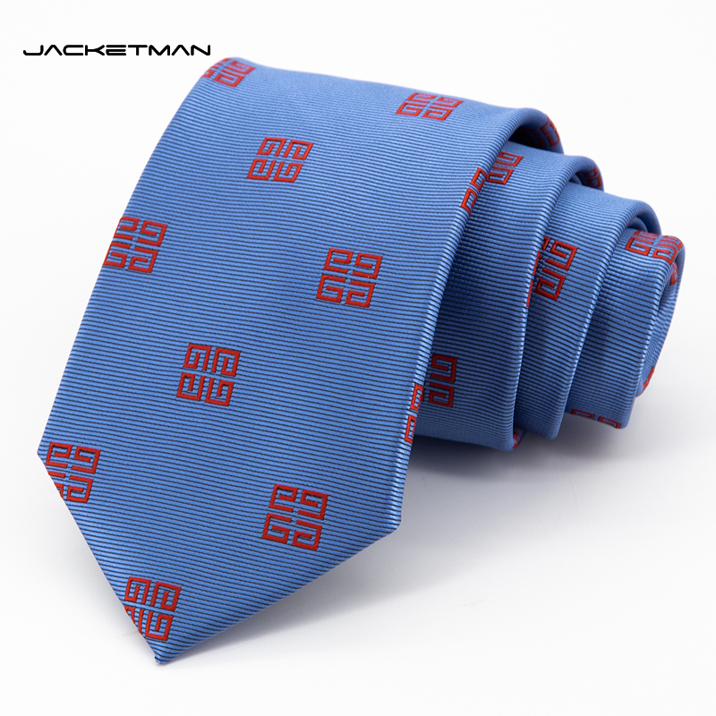 Jacketman蓝色时尚红色吉祥领带