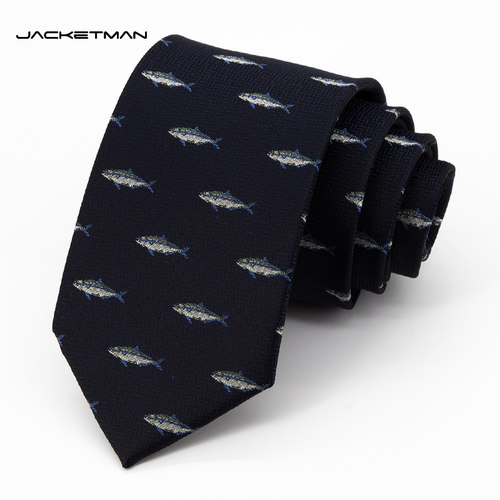 Jacketman蓝色时尚海鱼领带