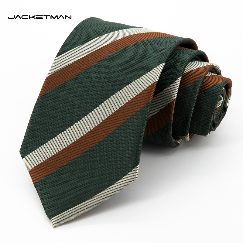Jacketman绿色复古橙斜纹领带
