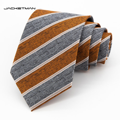 Jacketman个性时尚灰色条纹领带