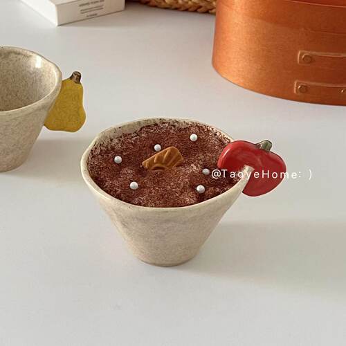 粗陶苹果咖啡杯手作马克杯礼物