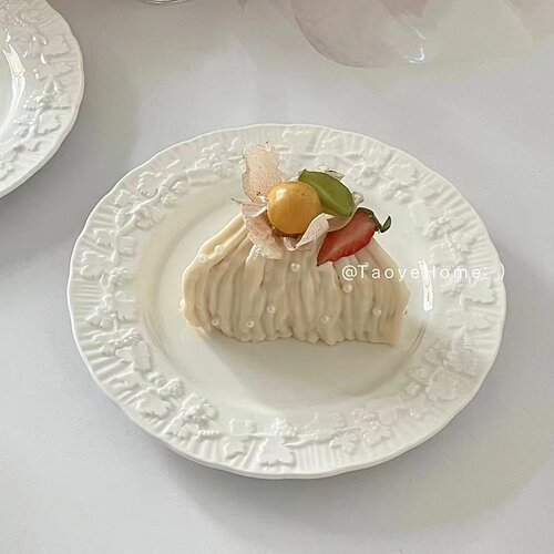 ins法式复古浮雕甜品盘西餐盘