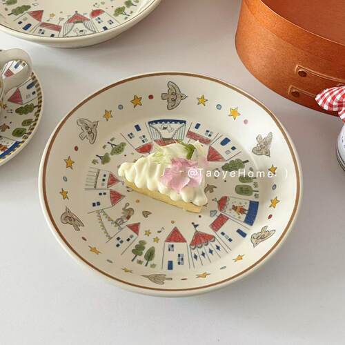 复古ins马戏团西餐盘甜品盘子
