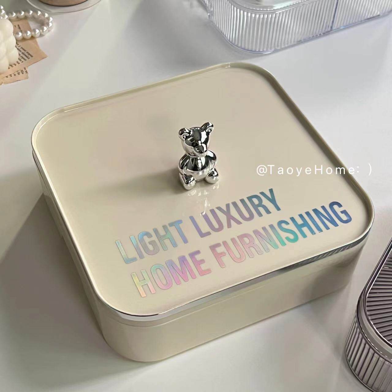 小熊水果盘客厅家用茶几零食摆放盘密封干果盘收纳盒高档分格坚果