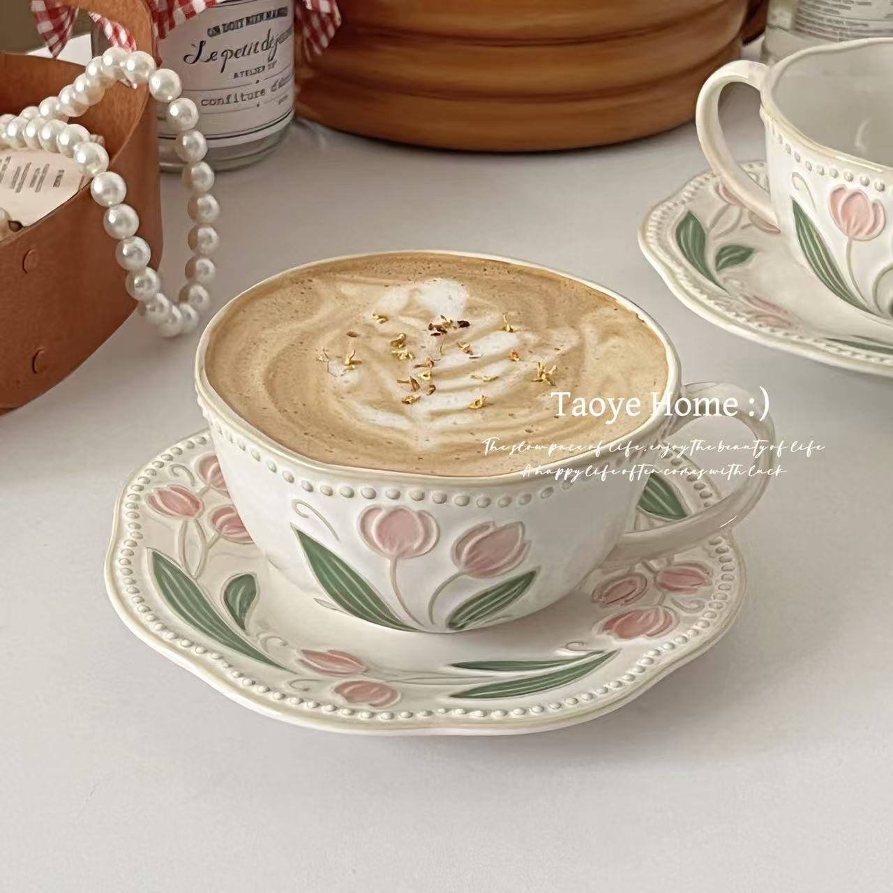 高颜值浮雕咖啡杯水杯小众马克杯