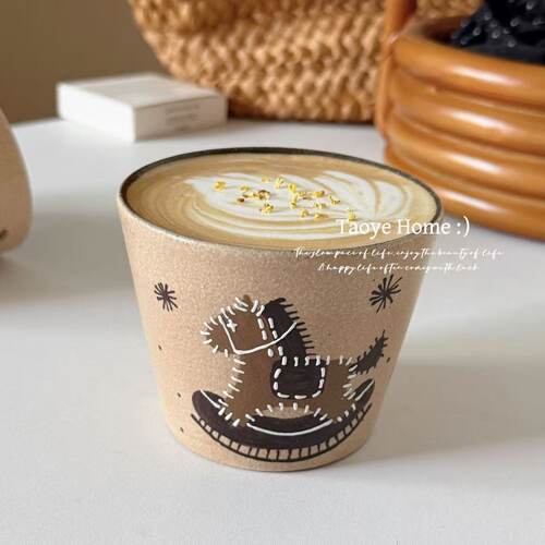 景德镇手作木马咖啡杯复古拉花杯