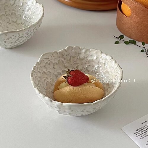 ins风高颜值浮雕花碗早餐甜品碗