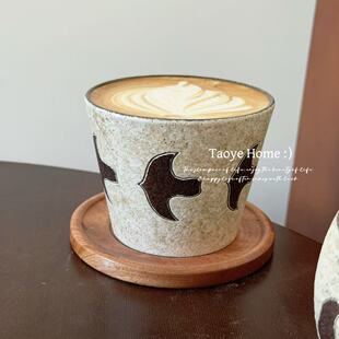 景德镇手作釉下彩复古飞燕蛋杯猪口杯咖啡拉花杯子复古手握杯可爱