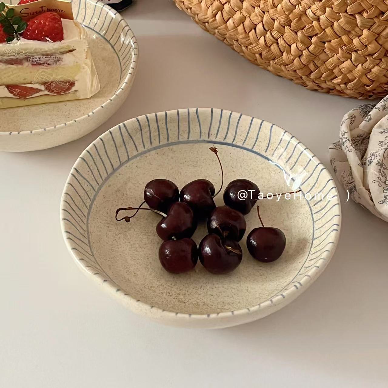 复古粗陶手作甜品盘子沙拉早餐