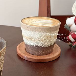 景德镇手作釉下彩油画肌理猪口杯咖啡杯拉花杯子复古手握杯可爱