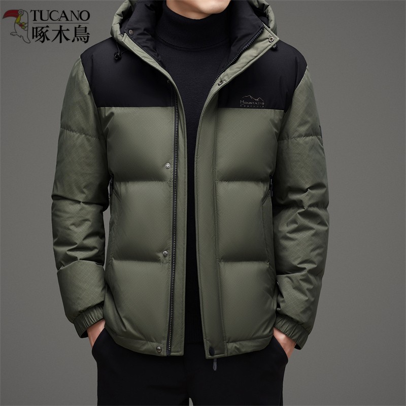 2025新加厚羽绒服拼色连帽面包服