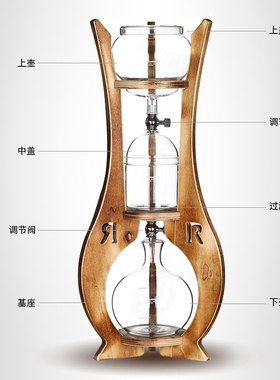 吉泰儿冰滴咖啡壶配件 BD7/9/10上中下壶盖盛粉过滤器调节阀木架