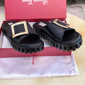 金属扣拖鞋 牛货 2025新款 女厚底一脚蹬凉拖女外穿方扣一字拖