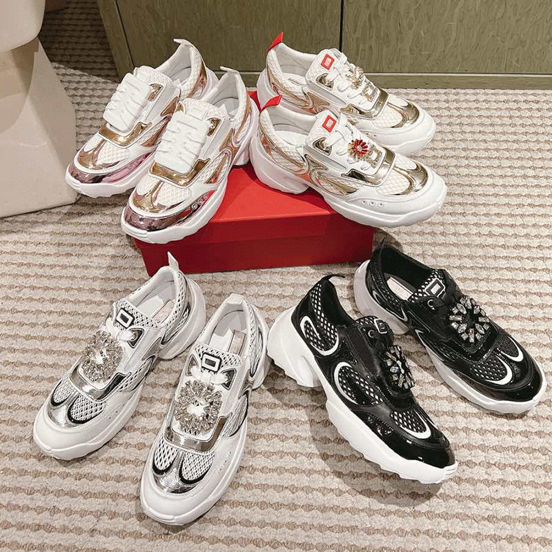 牛货~2026新款钻扣运动鞋拼色网布休闲鞋高端真皮时装女鞋小白鞋