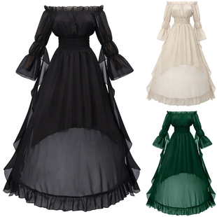 妇女中世纪维多利亚时代的露肩连衣裙文艺复兴博览会仙女长连衣裙