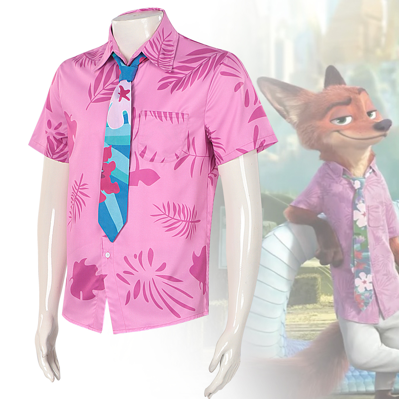 疯狂动物城2cos服狐狸尼克同款休闲花色衬衫cosplay万圣节衬衣