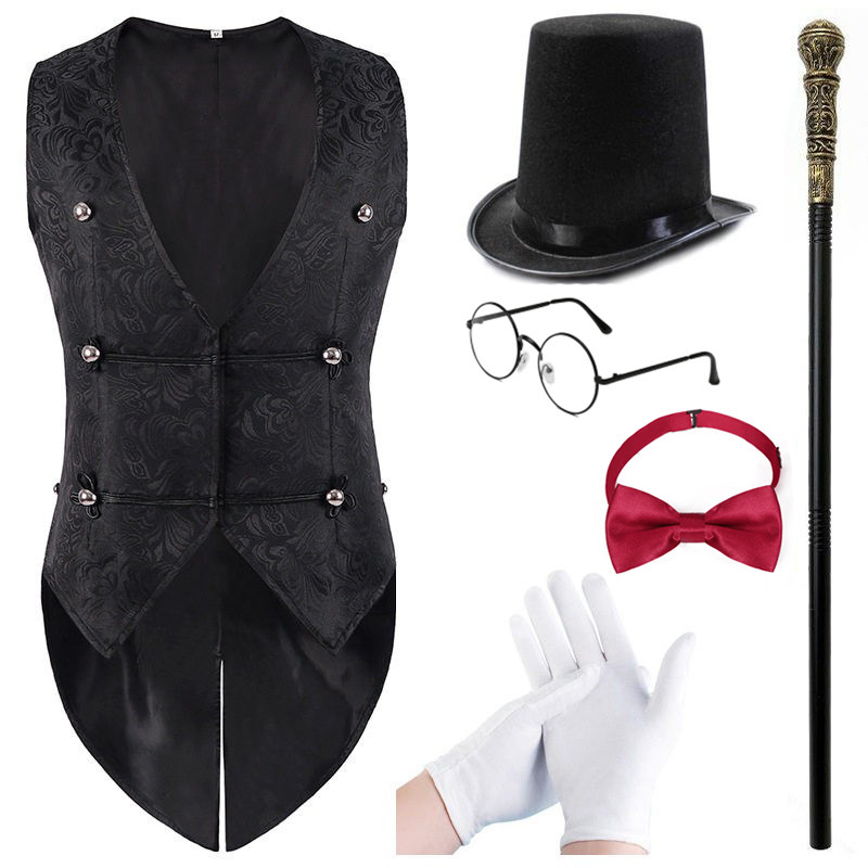 新款中世纪复古宫廷风马甲贵族王子燕尾内搭哥特式背心套装舞台服