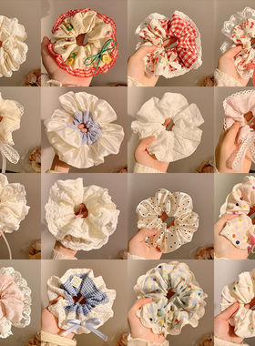 韩系条纹大肠发圈女高级感马尾发绳女生扎头皮筋超大头绳头花发饰