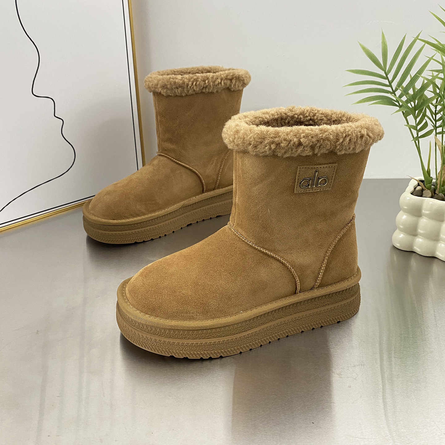 真皮厚底加绒加厚雪地靴大棉棉鞋