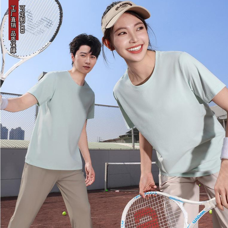 运动短袖T恤男女夏季宽松圆领上衣户外学生跑步健身工衣logo印花