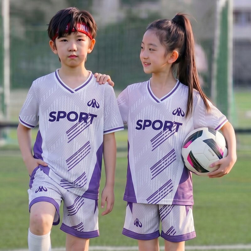 新款儿童足球套装吸汗速干小学生校队球衣男孩女孩踢球运动服装