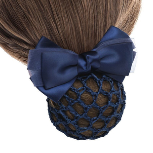 头花2024年新款职业盘发上班工作酒店空姐护士蝴蝶结带网兜的头花