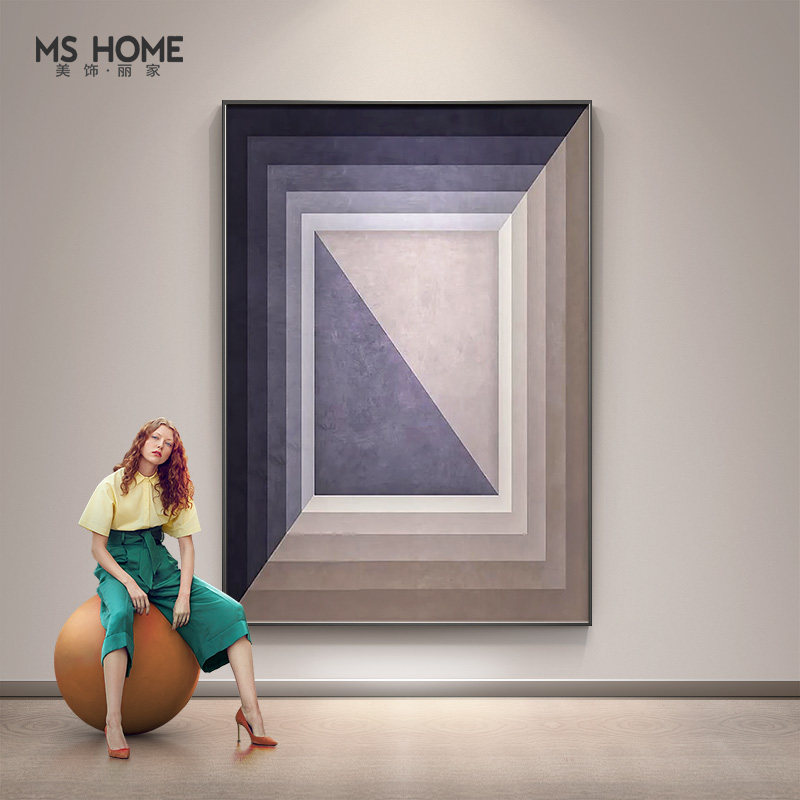 现代简约装饰画抽象方形过道客厅玄关房间家装背景墙壁竖版挂画