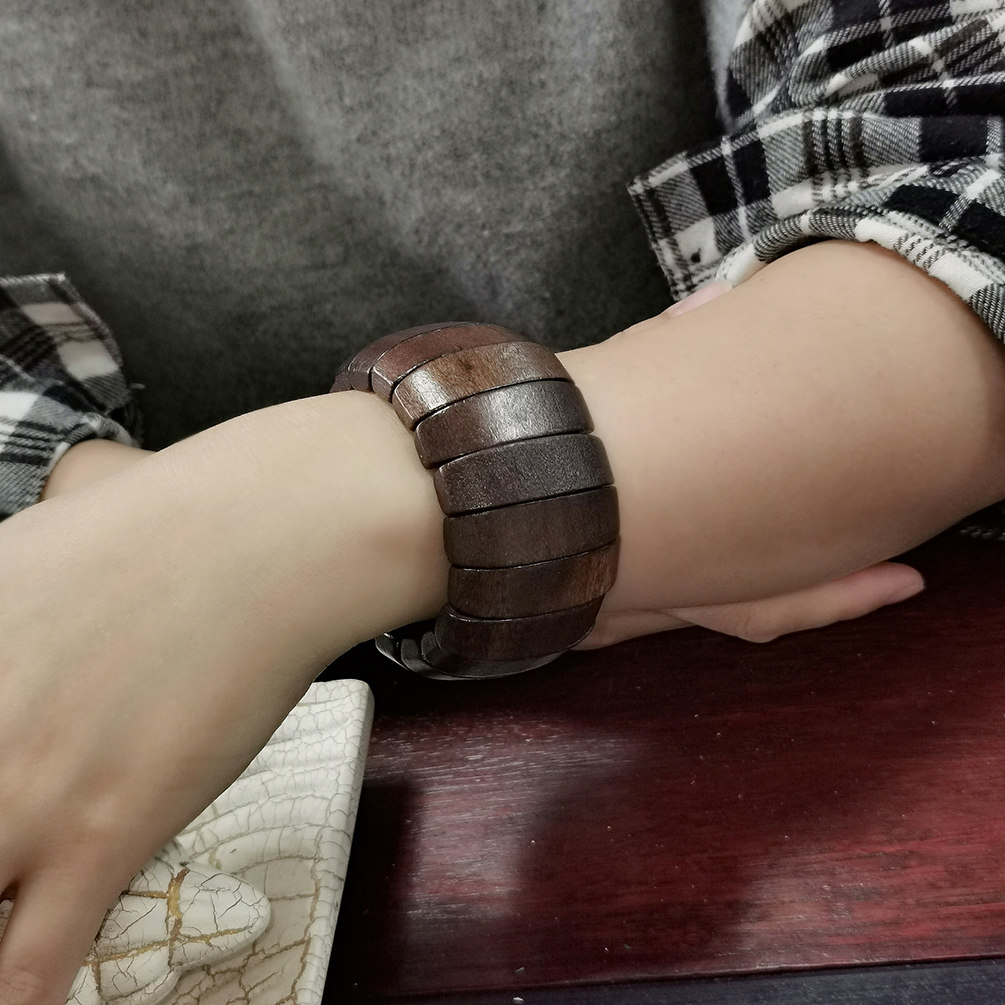 波西米亚木头旅游配饰女弹力手镯