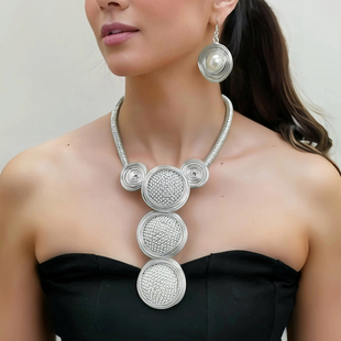 非洲手工夸张项链部落时尚珠宝耳环套装 欧美独特长款大吊坠项链