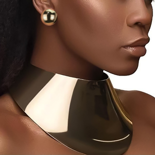 欧美夸张金属choker项圈耳环套装 外贸金属项链手镯酒吧霸气配饰