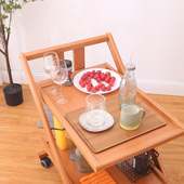 意大利进口双层木质厨房收纳小推车榉木餐车可折叠餐边柜