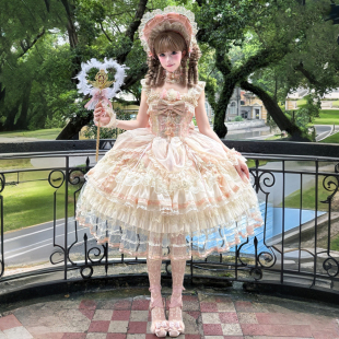 【芙罗莉丝·桃雾】喵林酱~原创lolita华丽洋装花嫁jsk吊带连衣裙