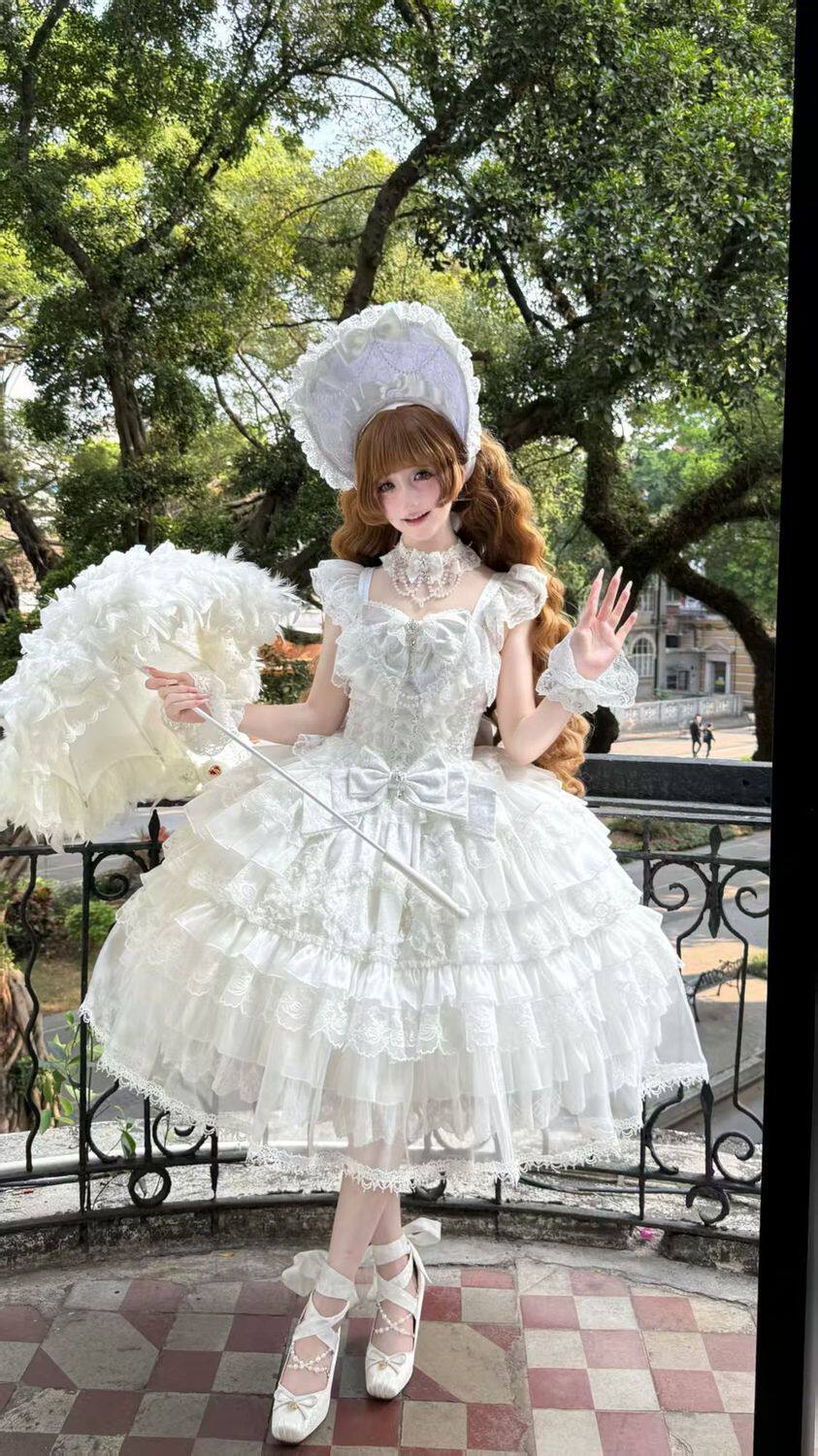 【玫瑰誓约】喵林酱~原创设计Lolita洋装甜美花嫁jsk吊带连衣裙