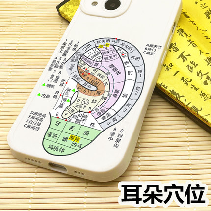 耳朵穴位手机壳中医学针灸适用苹果17plus16promax13mini14/12/XS/8