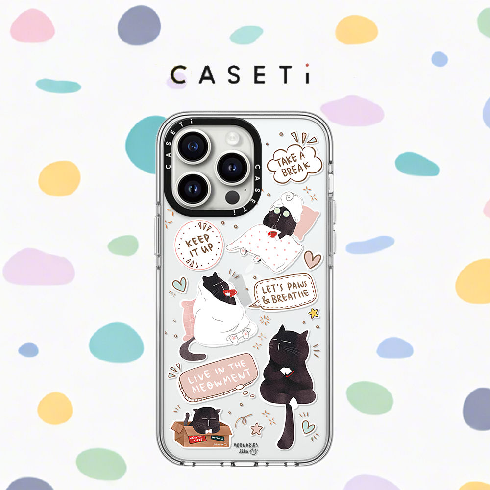 C家CASETI联名插画小猫透明适用苹果iPhone16promax手机壳15plus明星同款14防摔13全包12保护套MagSafe磁吸女