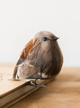掬涵装饰小鸟摆件夹子鸟巢鸟窝小鸟羽毛鸟胸针美式乡村装饰摆件