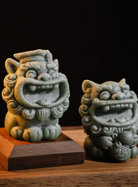 国潮可爱小狮子茶宠桌面摆件创意招财进宝吉祥物茶桌茶室装饰