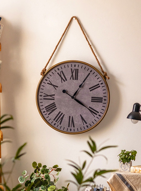 复古超大钟表挂钟客厅背景墙静音时钟铁艺挂表网红玄关装饰