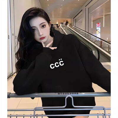 连帽卫衣女2024新款加绒加厚宽松慵懒风中长款小众遮屁股上衣