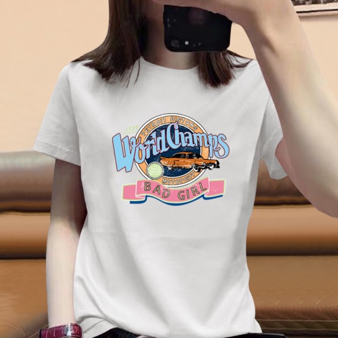 夏季短袖白色纯棉t恤女装宽松韩版百搭简约上衣2023新款ins女装