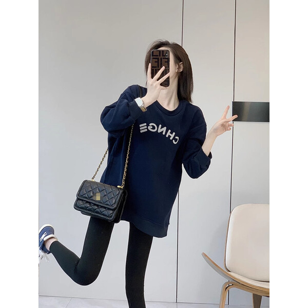 韩版宽松加绒卫衣女秋冬2023新款休闲oversize中长款遮屁股